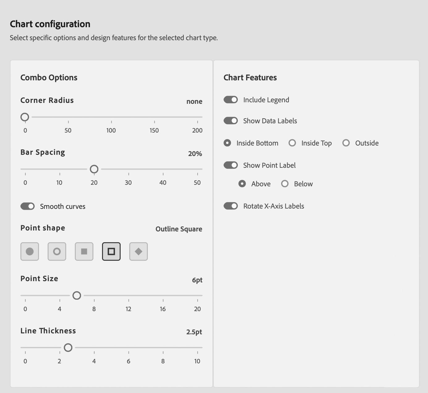 InDesign UXP Panel Combo Chart Options Tab Screenshot