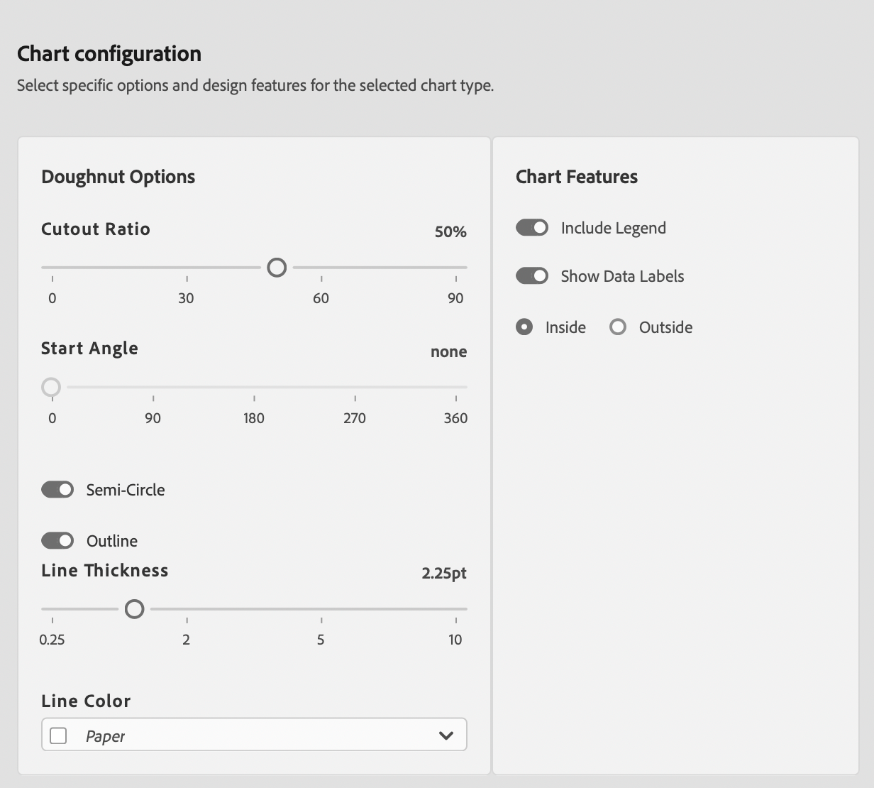 InDesign UXP Panel Doughnut Chart Options Tab Screenshot