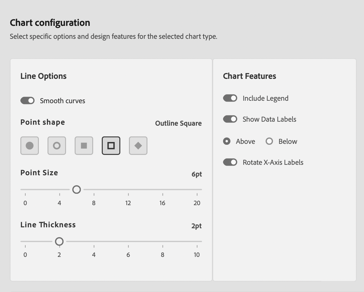 InDesign UXP Panel Line Chart Options Tab Screenshot