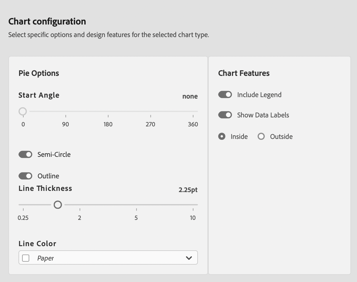 InDesign UXP Panel Pie Chart Options Tab Screenshot